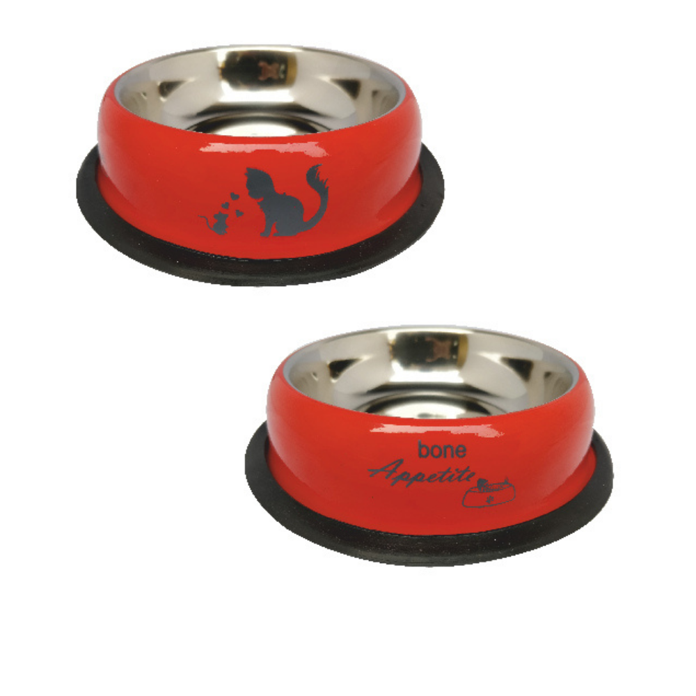 Cat & Mouse with Bone Appétit Designer Anti-Skid Feeding Bowl