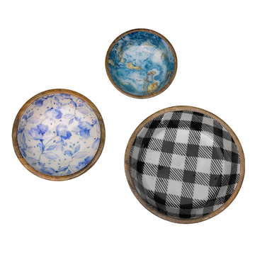 Wooden Round Bowl with Minakari Design